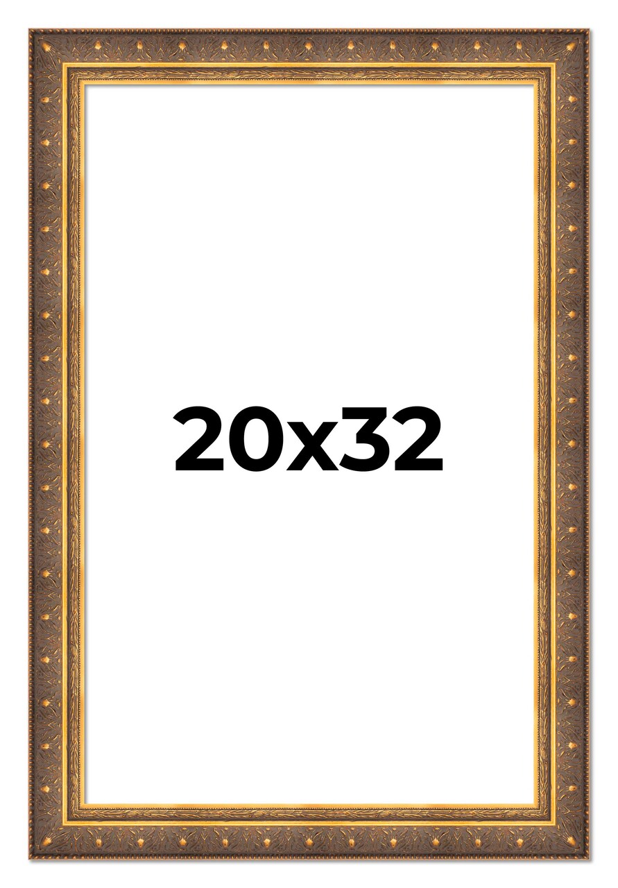 20x32 Museum Gold Picture Frame - UV Acrylic, Foam Board Backing, Hanging Hardware